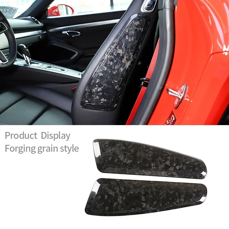 

For Porsche 718 911 Real Dry Carbon Fiber Interior Accessories Seat Side Trim Panel Seat Handle Protective Cover Sticker 13-21