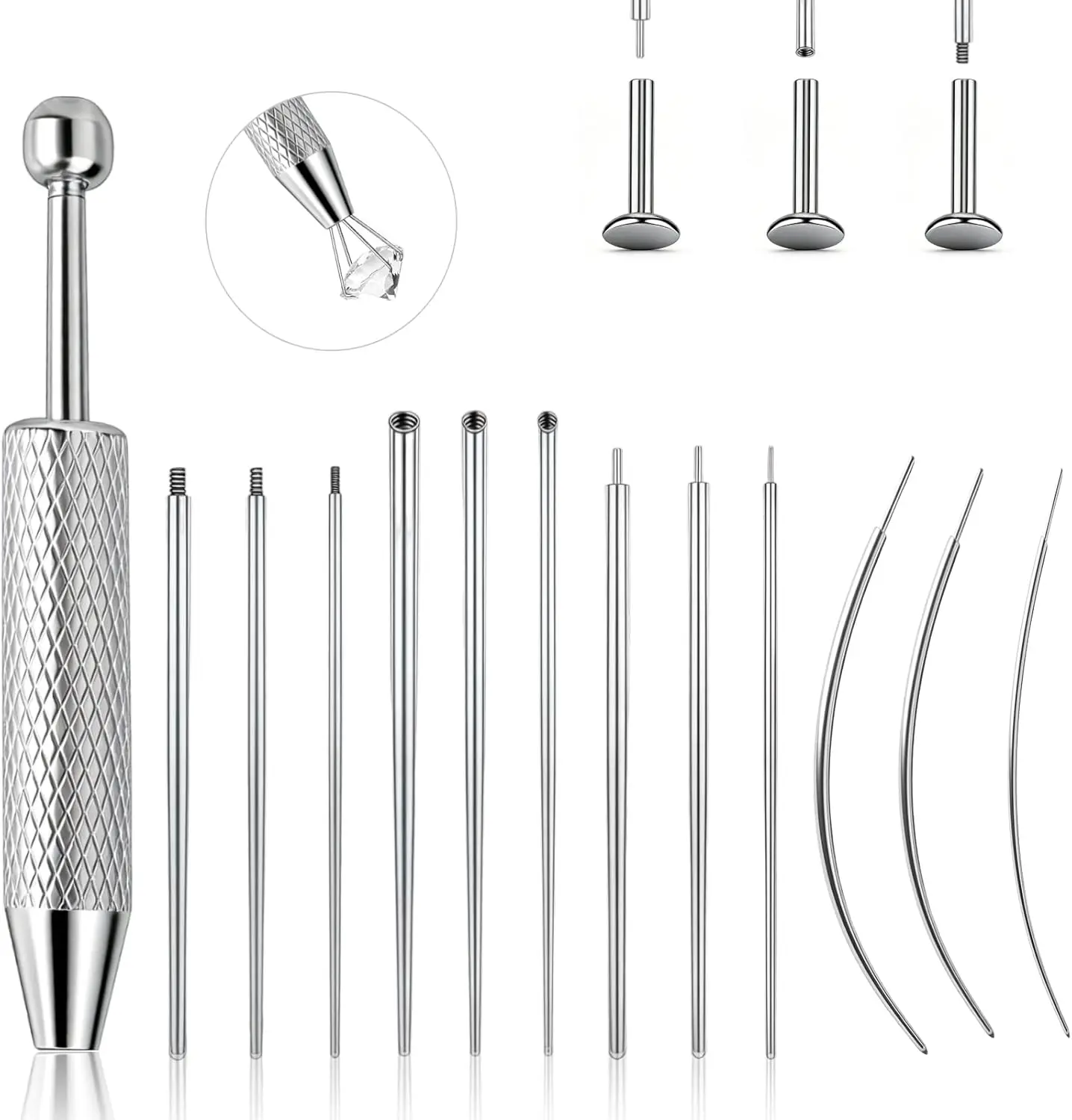 Piercing Taper Ball Grabber Tool for Changing Jewelry Stainless Steel Flat Back Earring Applicator Piercing Kit for Ear/Nose