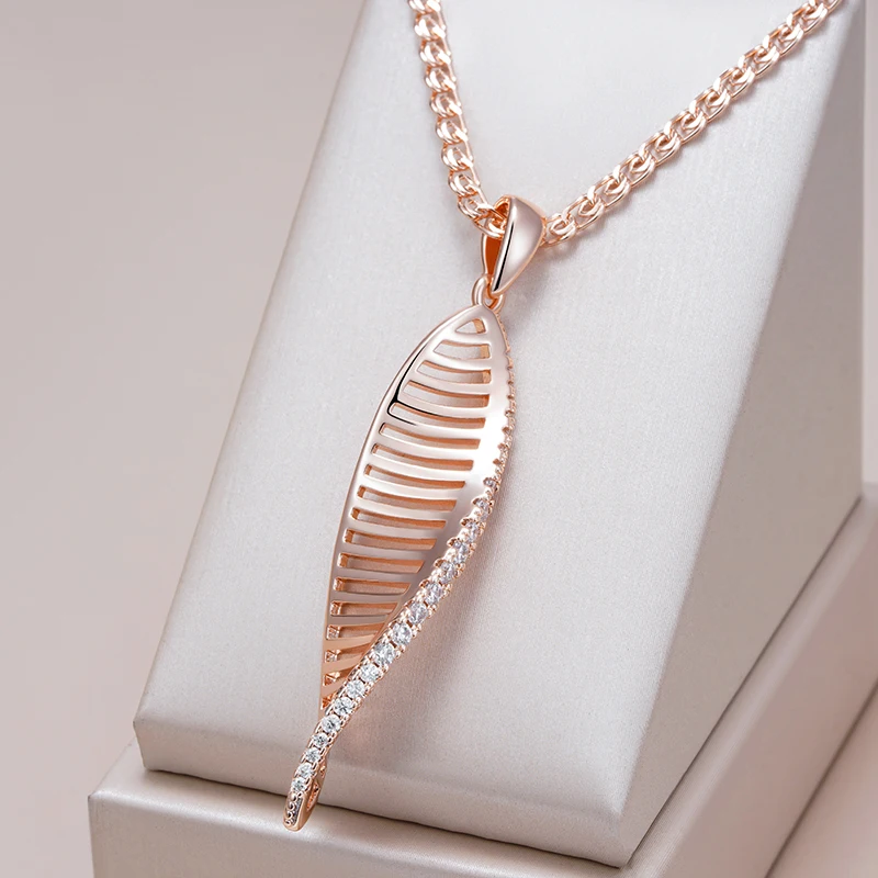 Kienl Hot 585 Rose Gold Color Long Pendant Necklace for Women Crystal Flower Natural Zircon Accessories Daily Vintage Jewelry