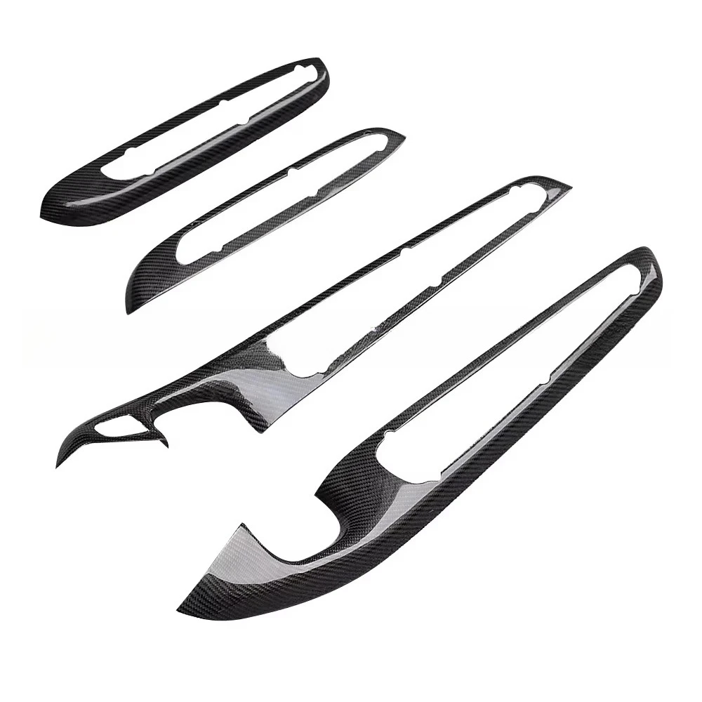 اكسسوارات السيارات الداخلية ألياف الكربون ل E46 M3 2DR 1998-2004 مقبض الباب الداخلي الزخارف تصفيف السيارات #3