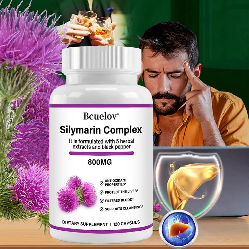 كبسولات الكبد الحليب الشوك 400 ملغ-تعزز إنتاج الطاقة وصحة الكبد وصحة الجهاز الهضمي وتعزيز المناعة وإزالة السموم