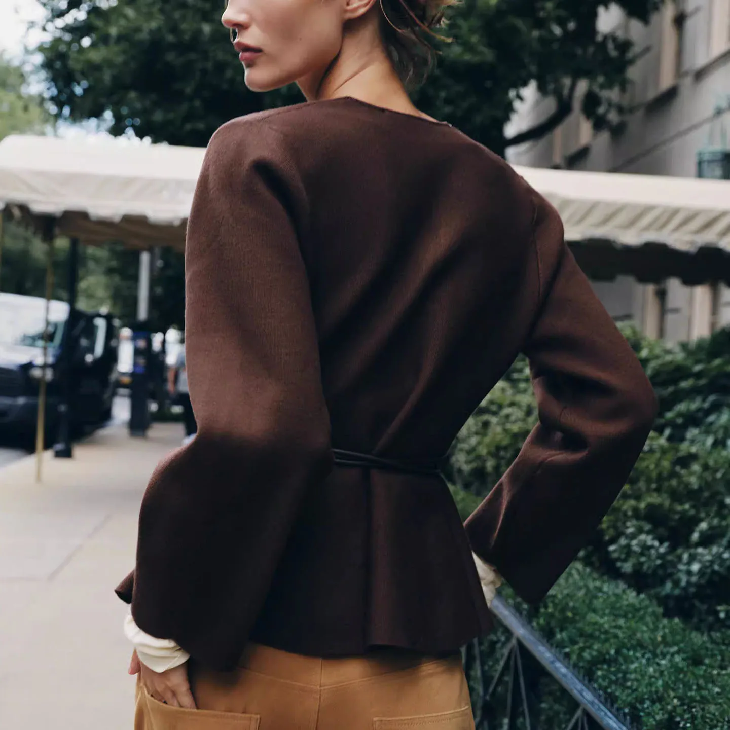 Z 2025 New Sle Jaet lavorato a maglia da donna con cintura Ele Simple Faion Capispalla per donna Stand Fit Stagione autunnale