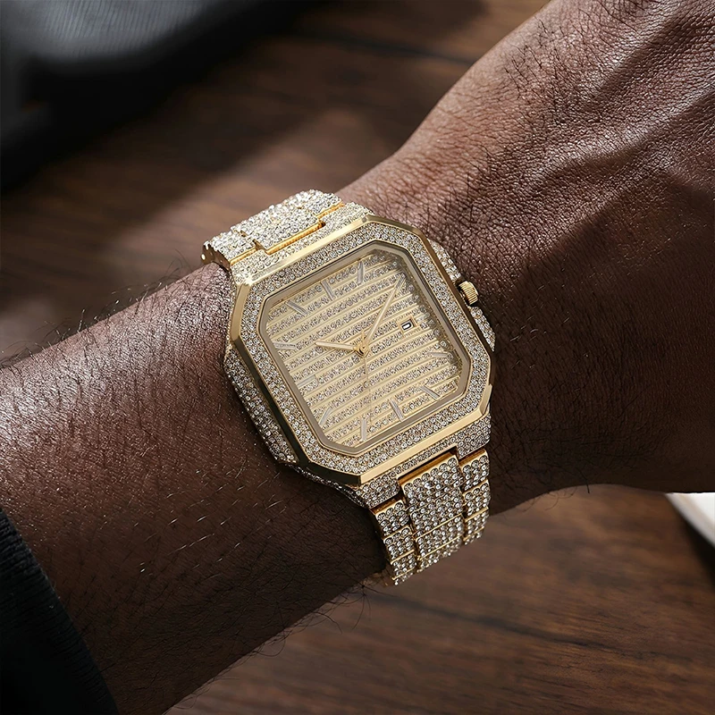 Hip Hop Mens Date Quartz Watch - Luxury Watch Gold And Black ulasan dan harga