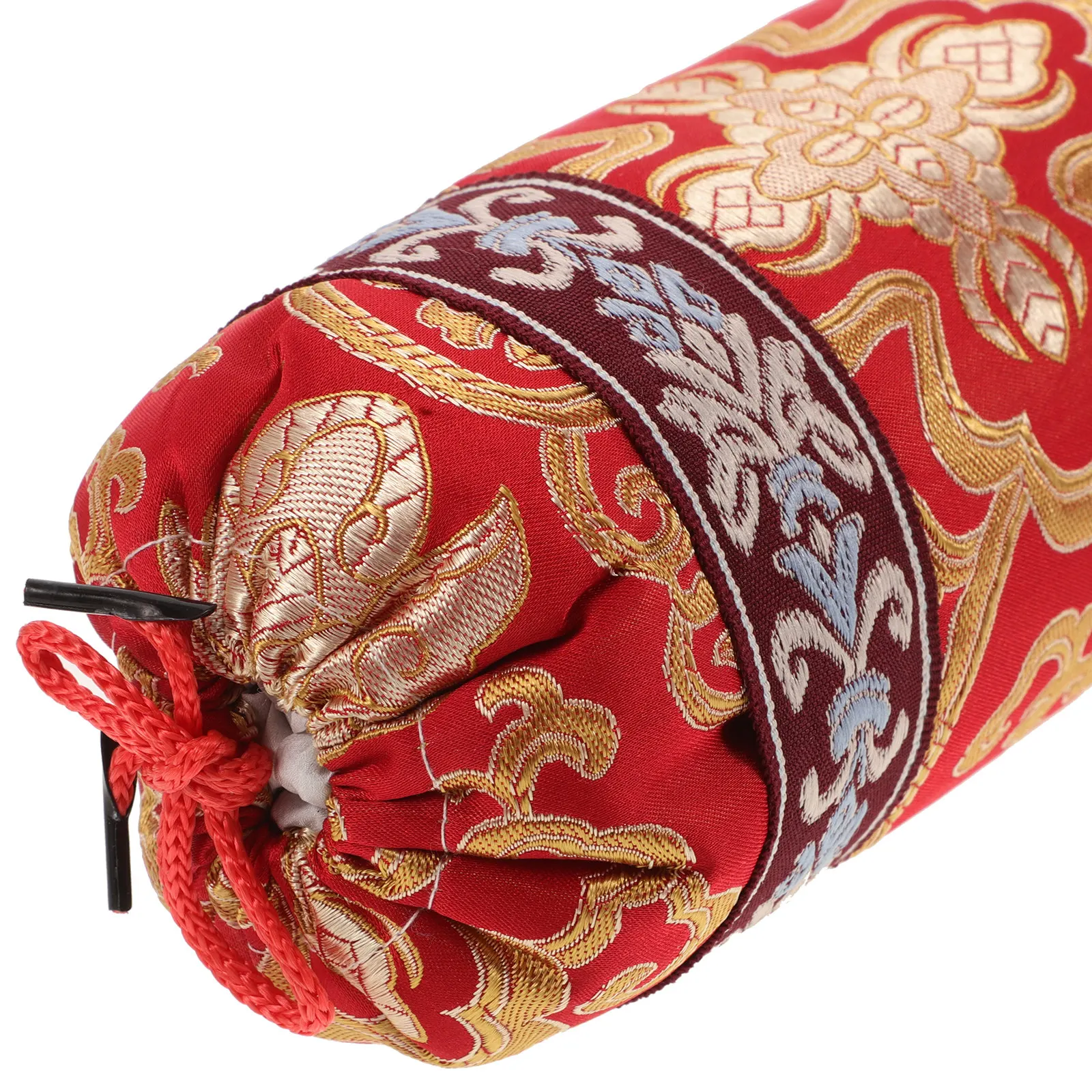 Chinese Style Small Round Pillowcase Breathable Buckwheat Filled Neck Pillow for Sofa Bed Hardwood Furniture Decor
