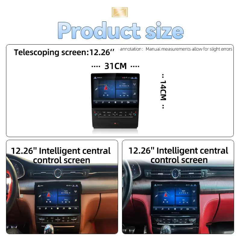 

12,26-дюймовый 8-ядерный автомобильный DVD-плеер с Android 14, мультимедиа и GPS-навигацией для Maserati Quattroporte 2013-2020