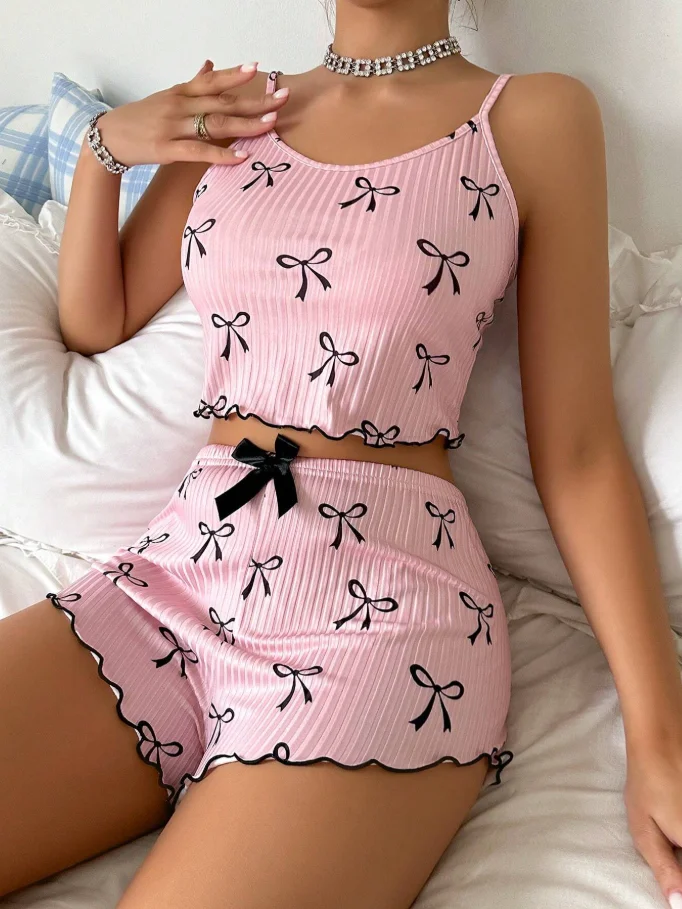 

Women's Pajama New Simple Casual Ladies Loungewear Printed Butterfly Suspender Pajamas Sexy Pajamas Women Pijamas De Mujer