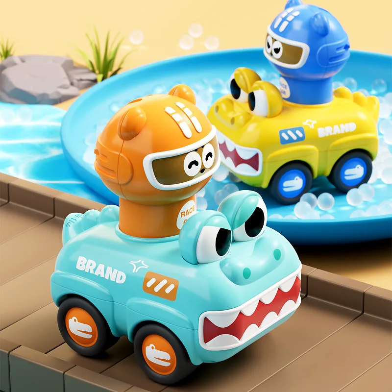 子供プレスワニ漫画車慣性車のおもちゃホイッスルプルバック小型車のおもちゃエンジニアリング車少年ギフト
