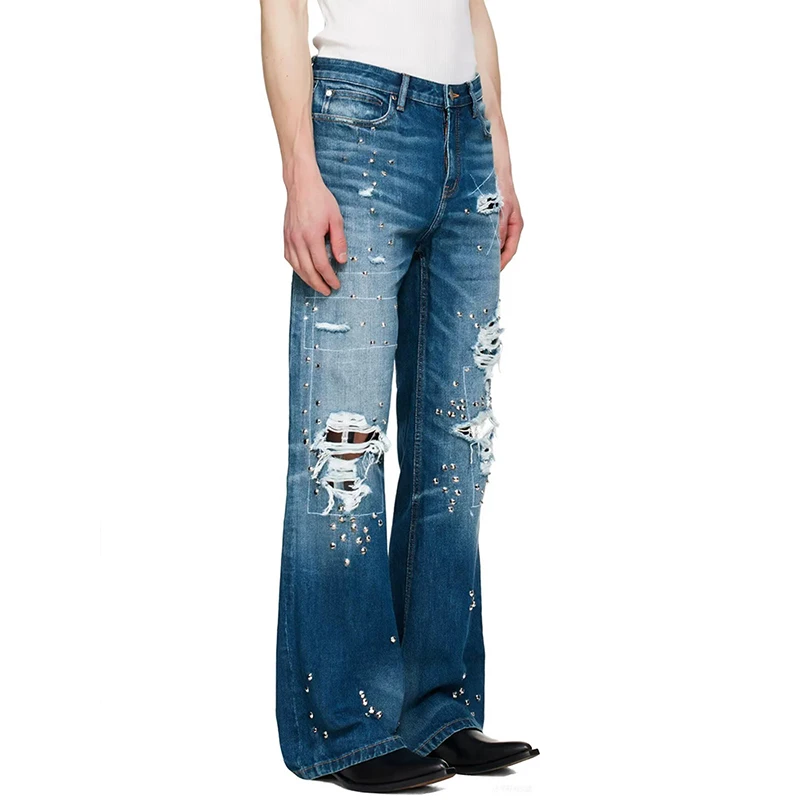 Man's Blue Grunge Y2k Jeans Japandi Style Oversize Jean Pants Vintage Harajuku Baggy Grunge Denim Trousers Alternative Clothes view 2