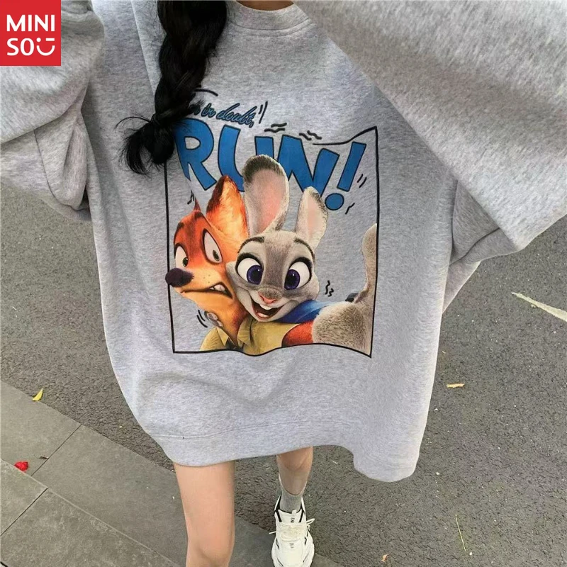 

Disney Women's Fleece Sweatshirt, Korean Style Oversized Pullover for Winter