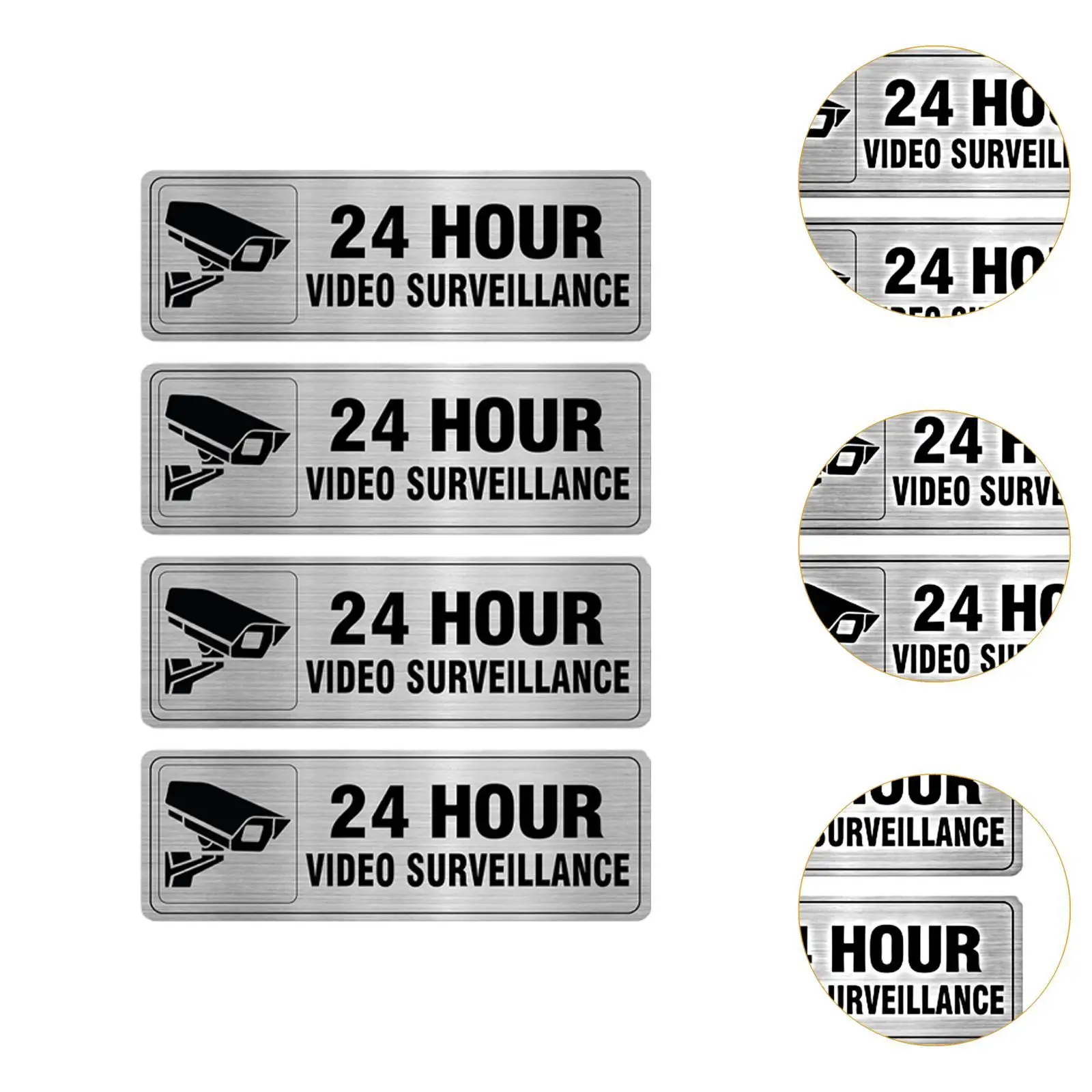 4x Video Surveillance Sign Monitored Signs Plaque Easy to Recognize Door Wall