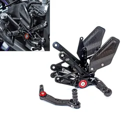 CNC Aluminum Carbon Fiber Motorcycle Foot Pegs Rest Rearset Rear Set Footrest for Yamaha R1 R1M YZFR1M YZFR1 2015-2023 2023 2024