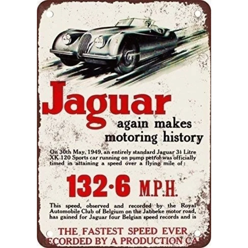 Metal Tin Sign Poster Wall Plaque  Jaguar Vintage Look Reproduction Metal Sign for Front Door Aluminum Sign