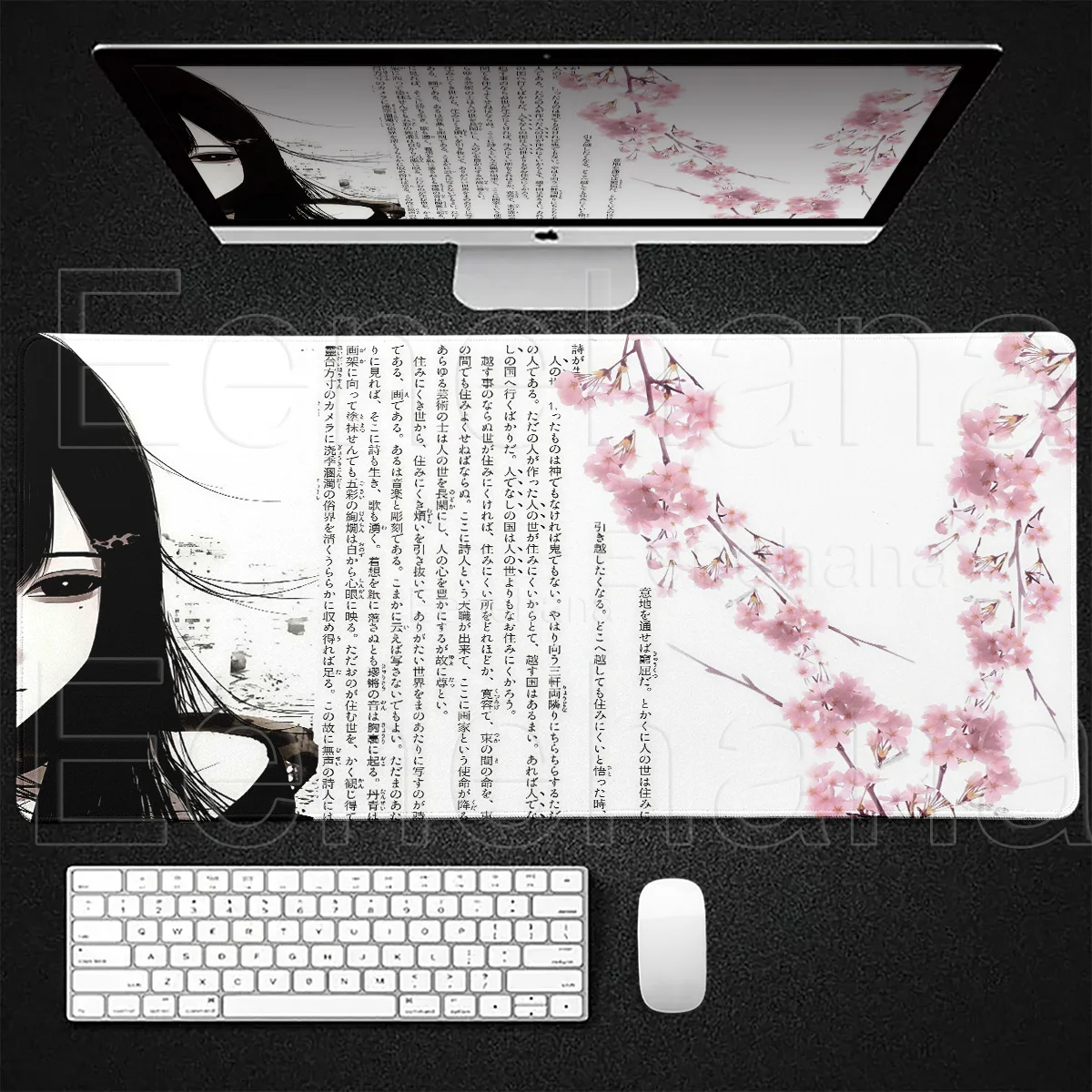 

Art Design Anime Pretty Girl Mouse Mat Black White Angel Mouse Pad Large PC Gaming Laptop Keyboard Pads Desk Accessories Office