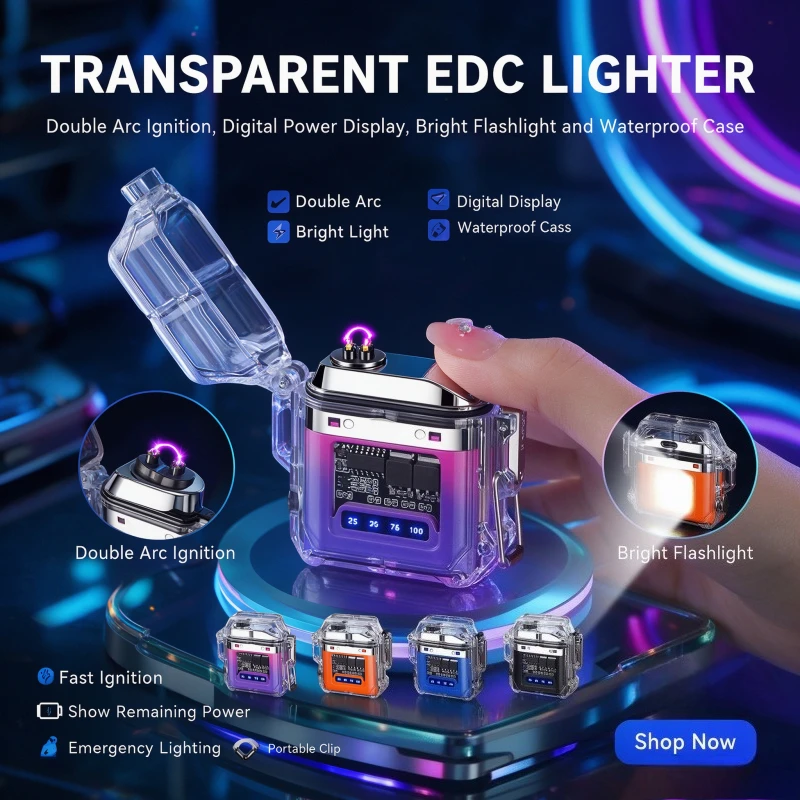 Portable Rechargeable Electric Arc Lighter, Outdoor Windproof Waterproof Design,COB Lighting Function,UniqueCigaretteLighterGift