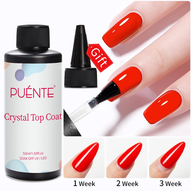 PUENTE 2 unids/set 50ML Gel Base cristal capa superior esmalte de uñas en Gel claro bajo alérgeno remojo UV barniz semipermanente para decoración de uñas