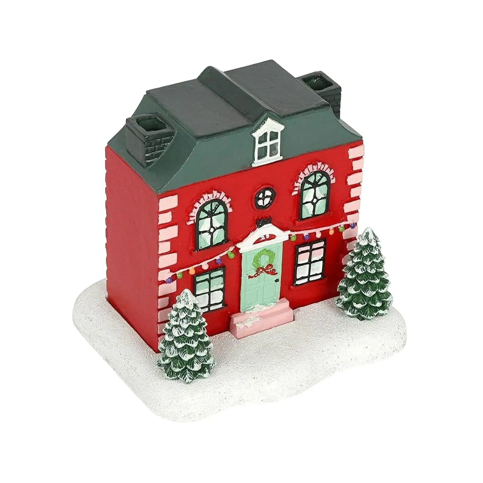 Christmas Village House Figurine Incense Holder Desktop Ornament for Office