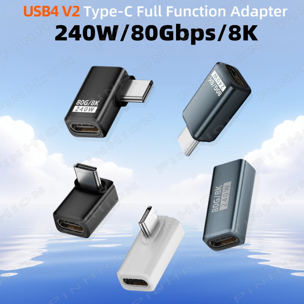 USB4 V2 240W Fast Charging USB C Coupler Type C Female to Male Adapter Extender 80Gbps Data Transfer 8K@60Hz Connector for Phone