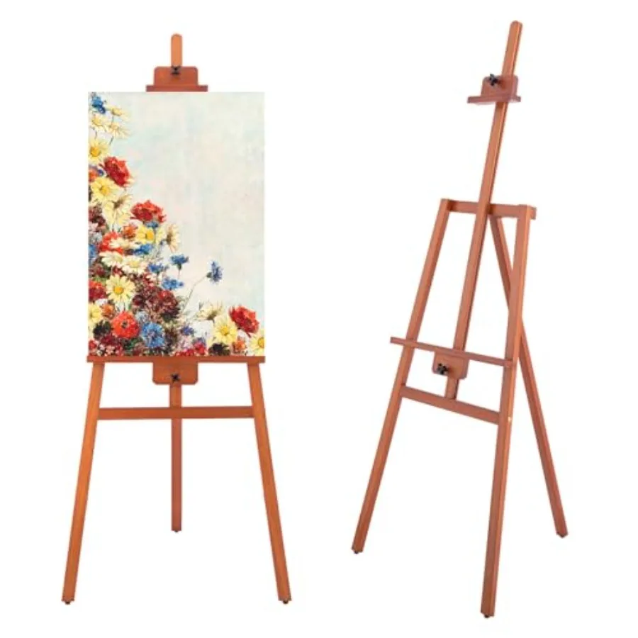 

A-Frame Wooden Easel for Painting Beechwood Studio Easel Stand for Beginners and Adults Adjustable Floor Display Stand Holding
