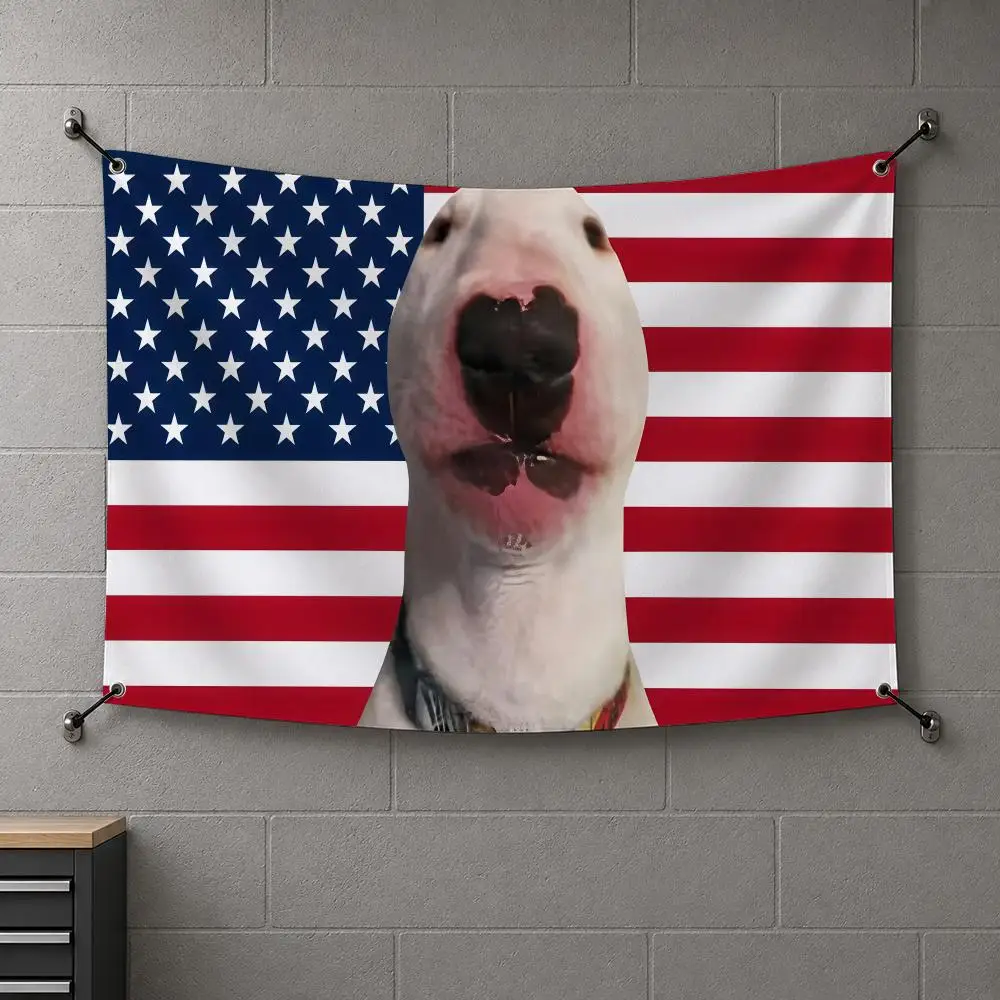 America Walter Dog Funny Flags Interior Wall Hanging Background Art Banner Bedroom Home Living Room Outdoor Party Decor
