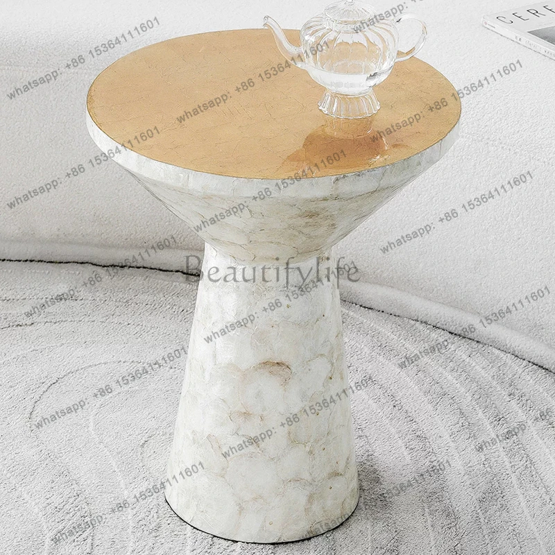 French light luxury gold foil shell edge sofa art ornament high-end table
