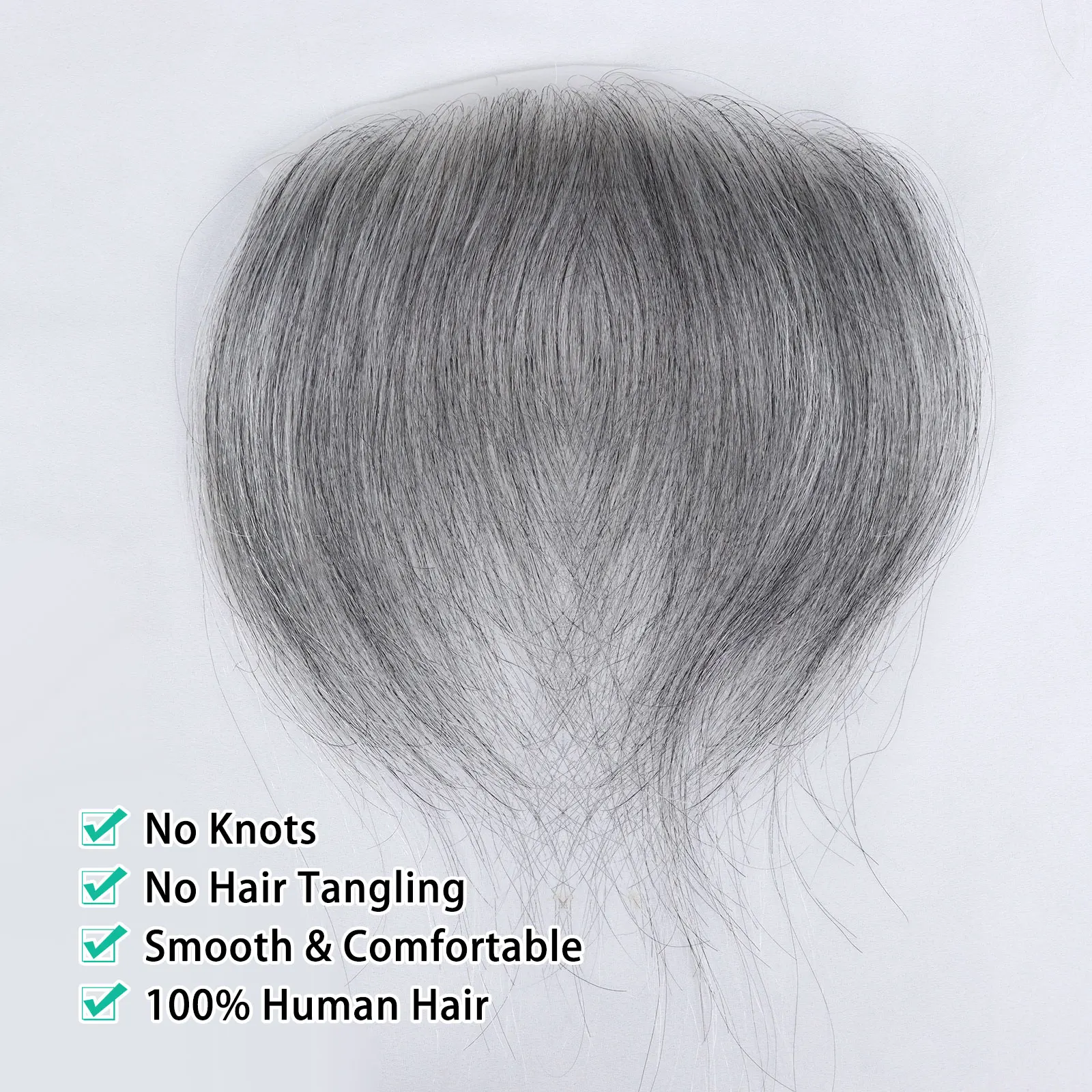 Straight Man Toupee V Style Frontal Hairline For Men Human Hair 0.06mm Ultra Thin Skin PU 1b 60 Grey Męska proteza kapilarna