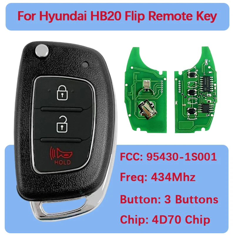 

CN020049 Aftermarket 3 кнопки флип-брелок с дистанционным управлением 4D60 чип 434 МГц FCC 95430-1S001 для Hyundai HB20 2012+