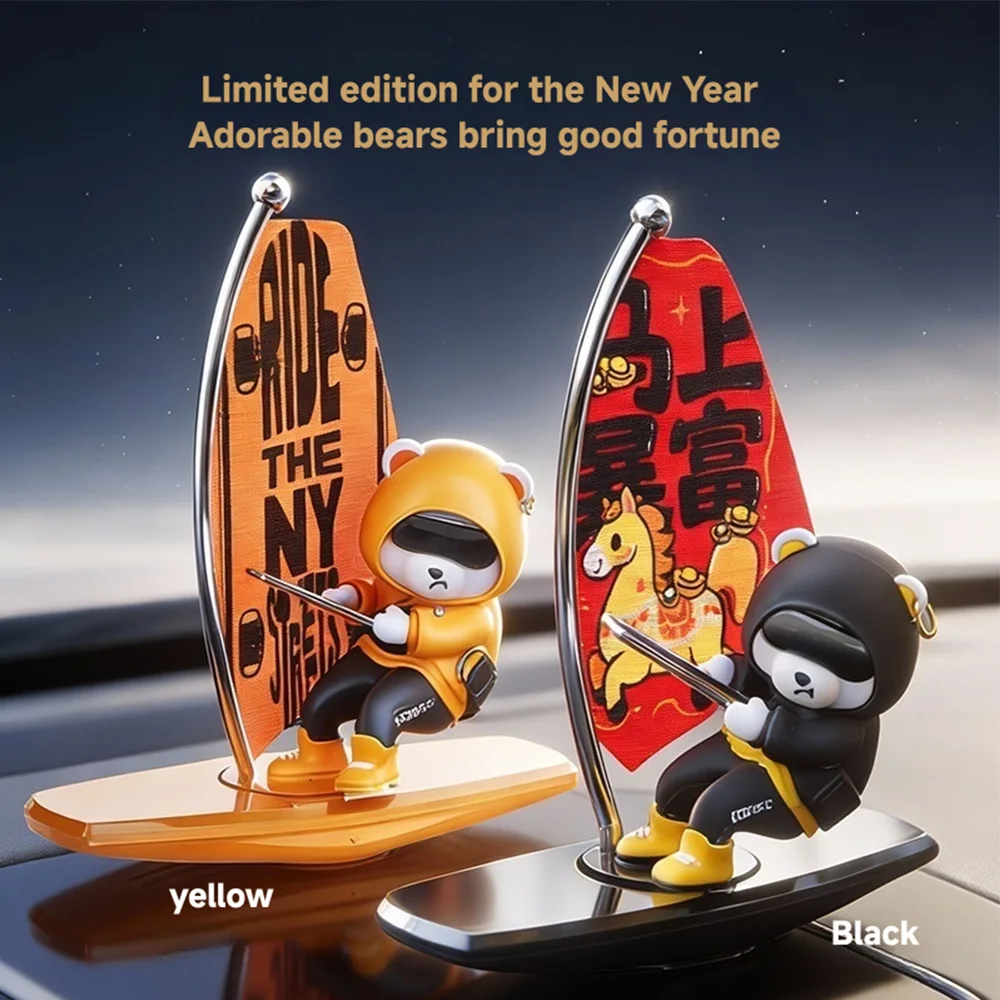 1pc Car-Mounted Rocking Surfing Bear Creative Ornament for Car Center Console Car Accessories