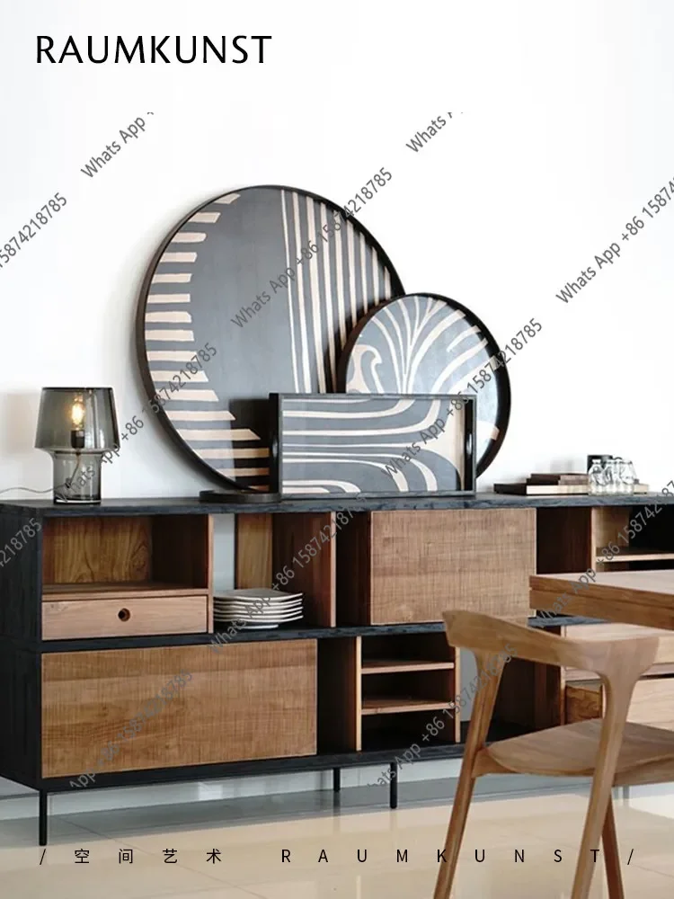 X65 Scandinavian South East Asia Style All Solid Wood Teak Dining Side Cabinet Entrance Cabinet TV Cabinet Bucket Book Edge Desi