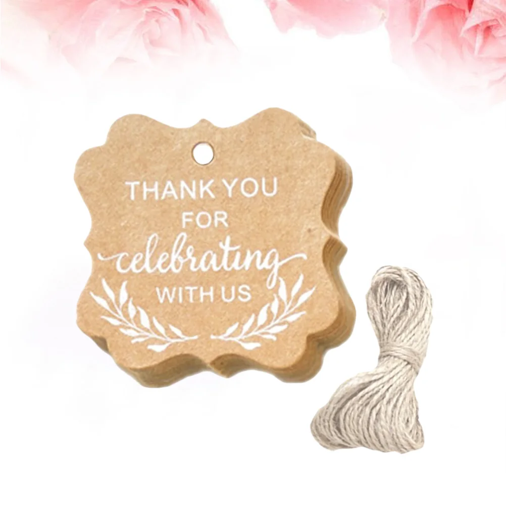 

100pcs Kraft Paper Tags Durable Simple Classic for Wedding Party Food Package Gifts with Strings Scrapbooking