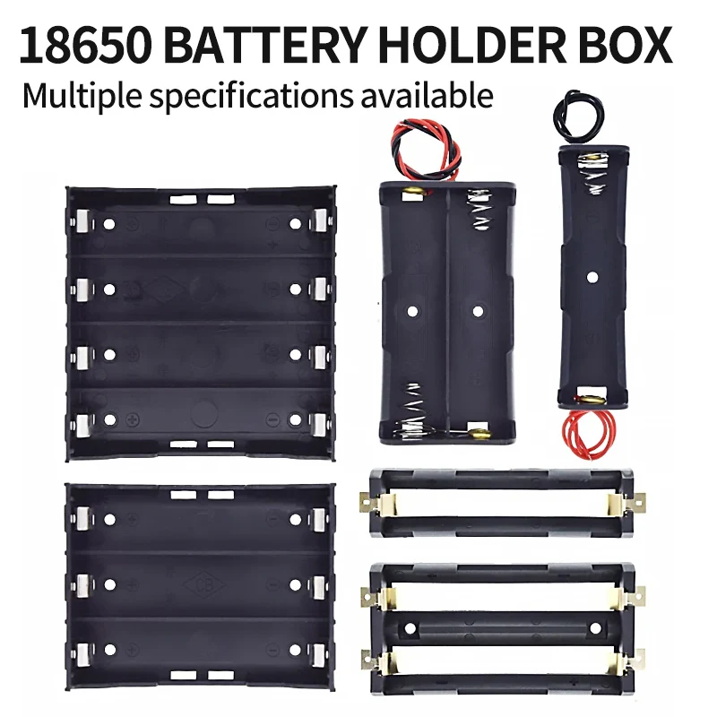 Plastic Standard Size AA/18650 Battery Holder Box Case Black With Wire Lead 3.7V/1.5V Clip