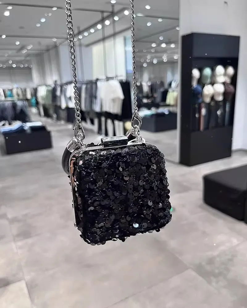 Błyszczące cekiny Mini torebka damska modna łańcuszek damska torby na ramię Crossbody luksusowa modna para ze spódnicą torebka szminka