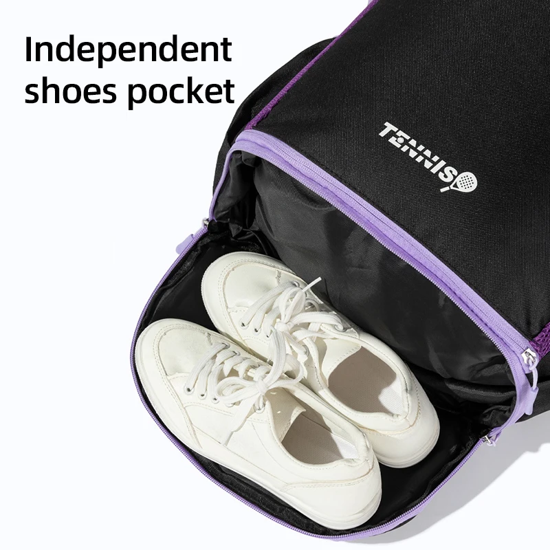 حقيبة مضارب كرة الريشة للتنس، حقيبة ظهر للفصل الجاف والرطب مع جيب للأحذية، حقيبة كتف للتدريب الرياضي والسفر في الهواء الطلق