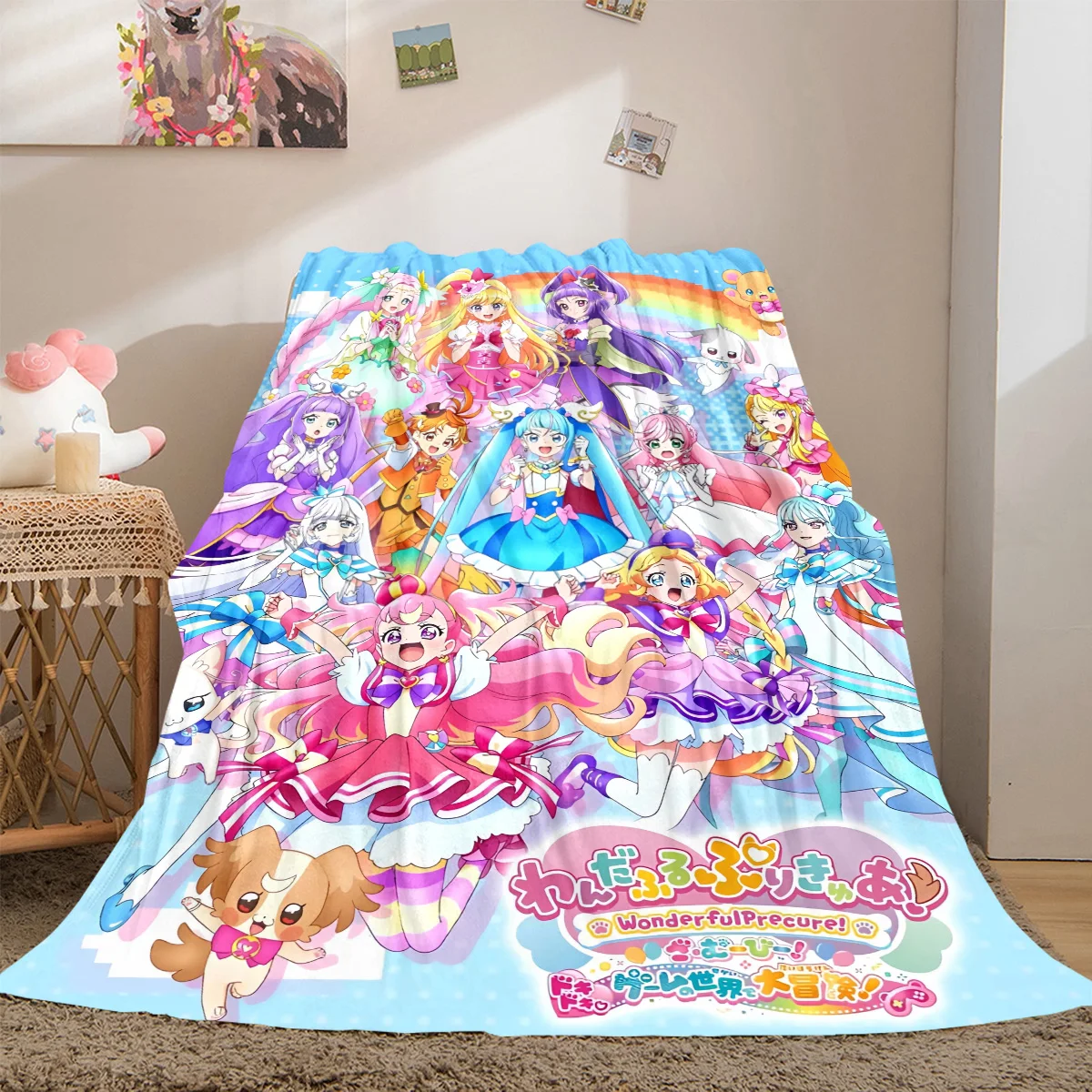Pretty Cure Soft Flannel Blanket Lightweight Cozy Microfiber Blanket for Couch Bed Machine Washable LXR84