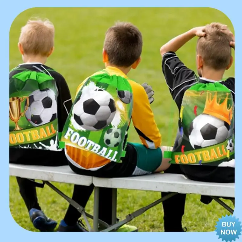 

A47Z Football Non-Woven Gifts Bag Soccer Candy Packing Snacks Storage Bags Drawstring Backpack For Kids Sports Party