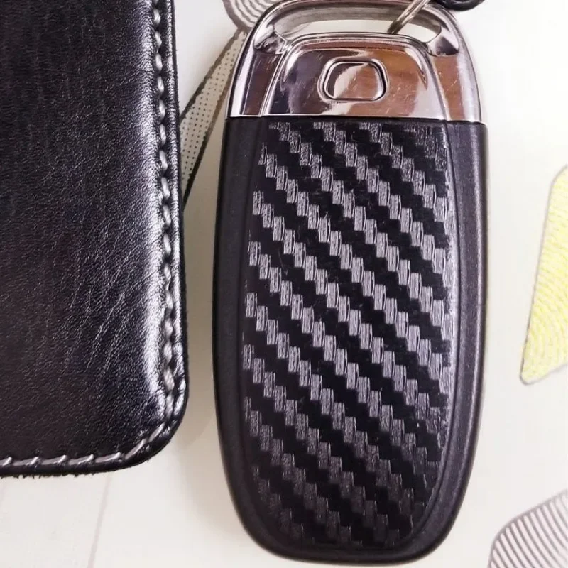 لأودي A4 A6 RS4 A5 A7 A8 S5 RS5 Q5 S5 S6 ألياف الكربون مفتاح السيارة حماية ملصق مفتاح ذكي تجديد الملحقات الداخلية #4