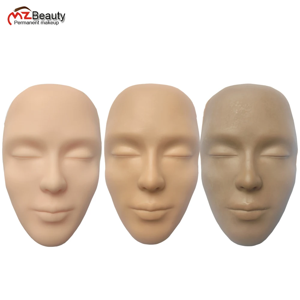 3D Realistic Full Face Dark Brown Medium Colors Best Practice Silicone Skin For Permanent Makeup Artists Microblading Supplies