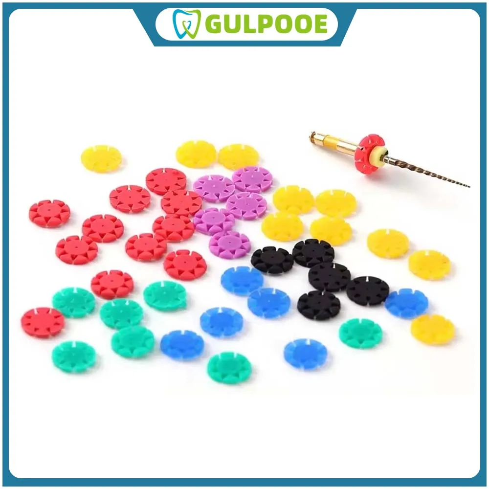 

GULPOOE100Pcs/Bag Dental Marking Circle Ring Counting Endo Root Canal File Flower Disinfection Stopper Counter Mark Autoclavable