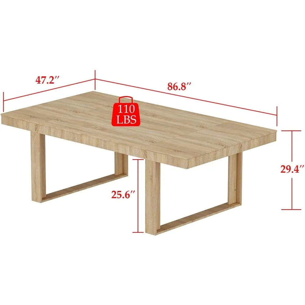 Mesa de conferência de 7,2 pés Mesa de reunião moderna Mesa de gerenciamento retangular para sala de conferências de reuniões de escritório carvalho