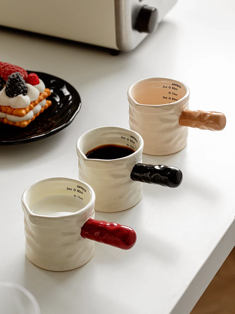 Jarra de leche Espresso con escala, taza medidora de café de cerámica fina, taza de extracción, jarra de leche, 3oz/90ml