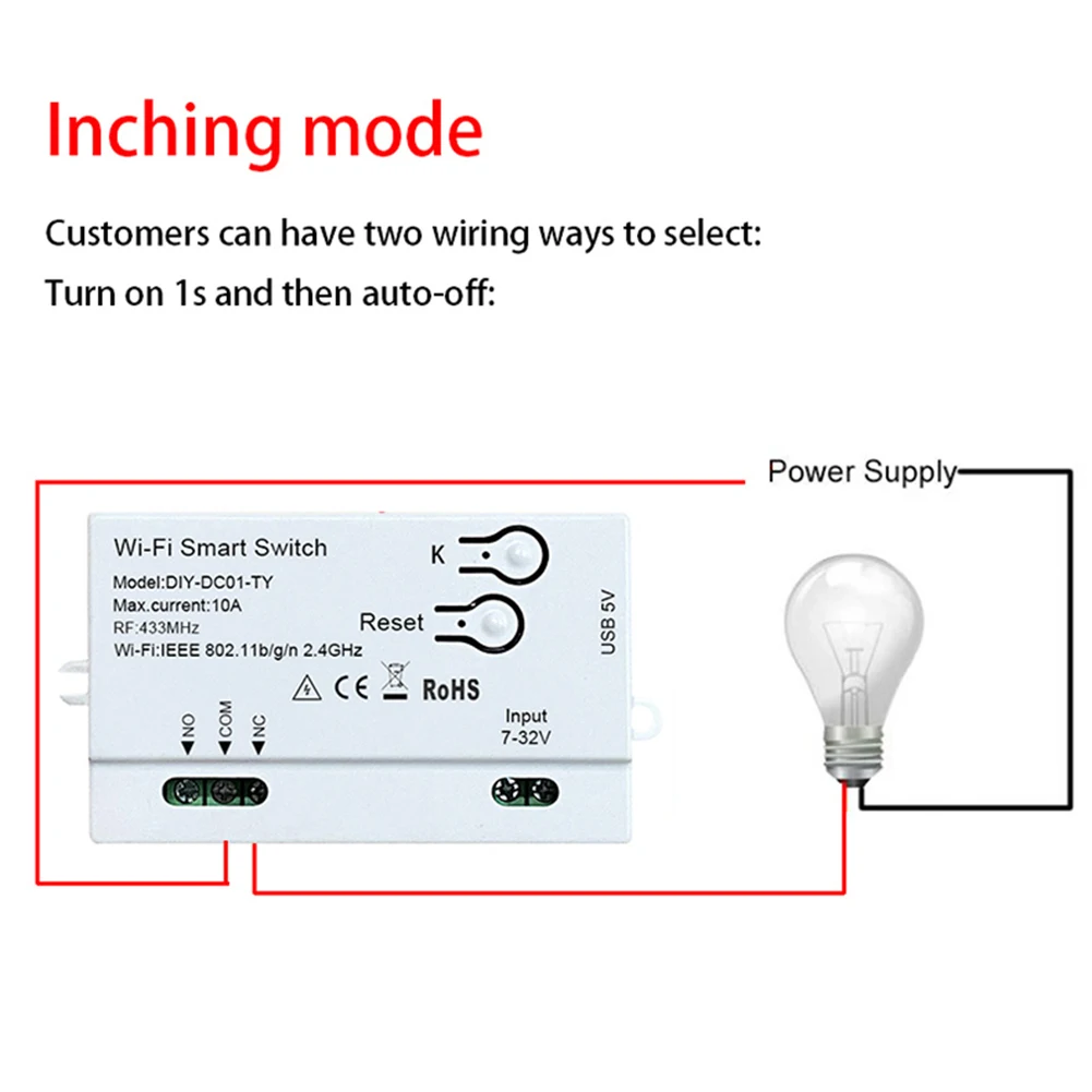 For Tuya WiFi For Smart Switch 7-32V USB 5V DIY Timer Remote Control For Home Automation Electrical Outlet Parts