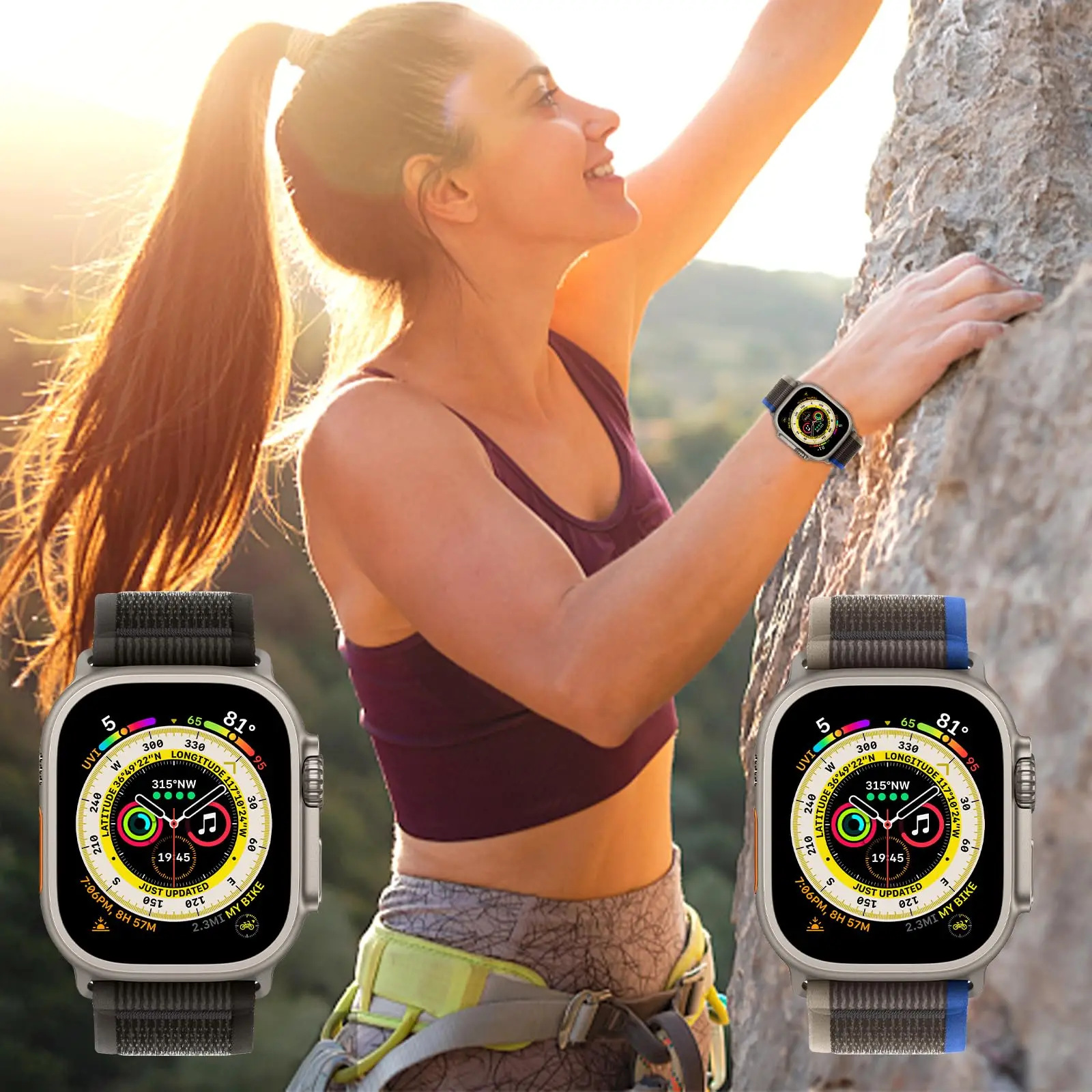 Trail tali loop untuk Apple Watch, tali Ultra band 49mm 45mm 44mm 40mm 41mm 42mm 38mm 45 44mm gelang correa iwatch seri 9 8 7 3 se