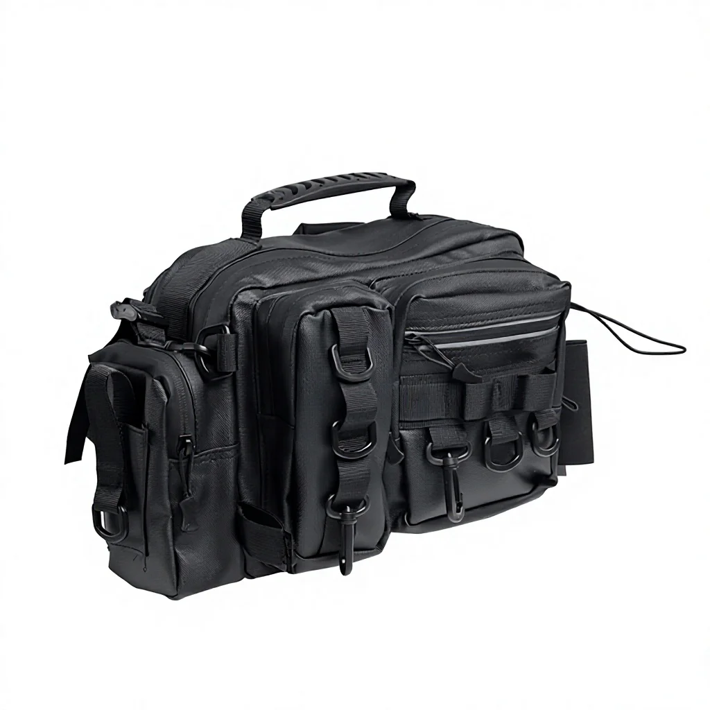 Waterproof Fishing Lure Bag Large Capacity Multifunctional Rod Insert Backpack Crossbody Shoulder Bag for Outdoor Use