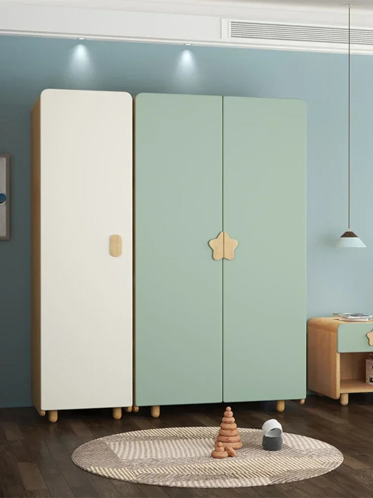 Durable Wardrobe Solid Wood Creative Locker Single Door Little Closet Baby Cabinet