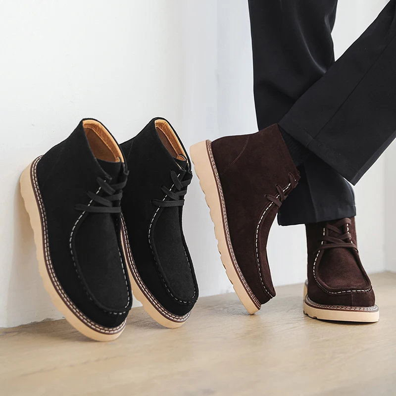 الرجال حذاء من الجلد الرجعية الجلد المدبوغ الأدوات غير رسمية الأحذية قصيرة التمهيد الدانتيل أكسفورد التمهيد عدم الانزلاق منصة الأحذية أحذية الأعمال الكلاسيكية