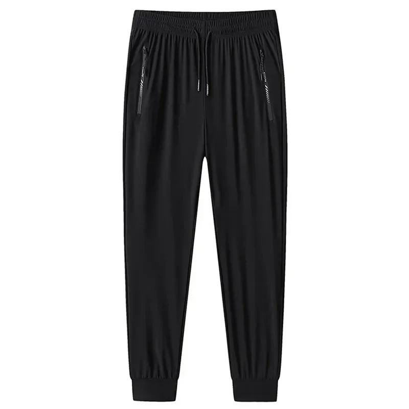 Pantalones de chándal de talla grande 7XL 8XL 9XL de verano de seda helada, pantalones para correr de gimnasio de alta elasticidad para hombre, pantalones deportivos de secado rápido para correr, pantalones para hombre