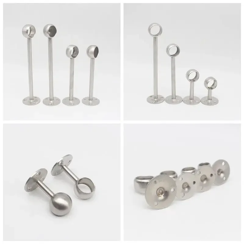 1pcs Stainless Steel Wardrobe Rail Supports Flange Brackets Hanging Clothes Rod Towel Seat Pipe Tube