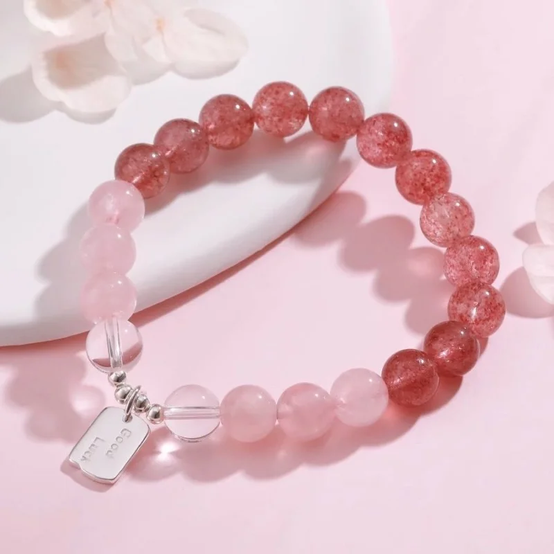 Natural Amethyst/Strawberry Quartz Bracelet Postgraduate Entrance Examination Landed Good Luck Bracelet Good-looking Bracelet Gi