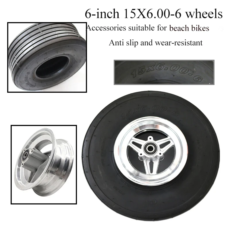 

Tire Size 15x6.00-6 Inch Tire Bearing Wheel Bore 25mmfor Lawn Mower Baler Tire Lawn Machinery Trailer Load Accessories