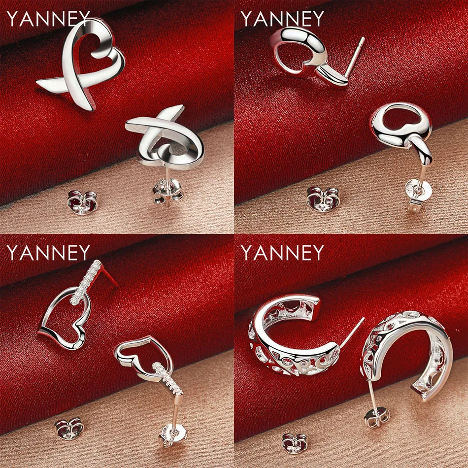 

S925 sterling silver exquisite heart-shaped hollow earrings for women charm jewelry wedding gift accessories