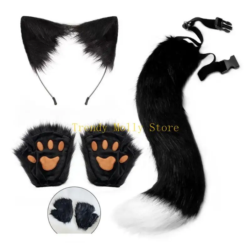 Guantes juego rol sintético no alérgicos N5KB, Plan agarre animal realista, para disfraces